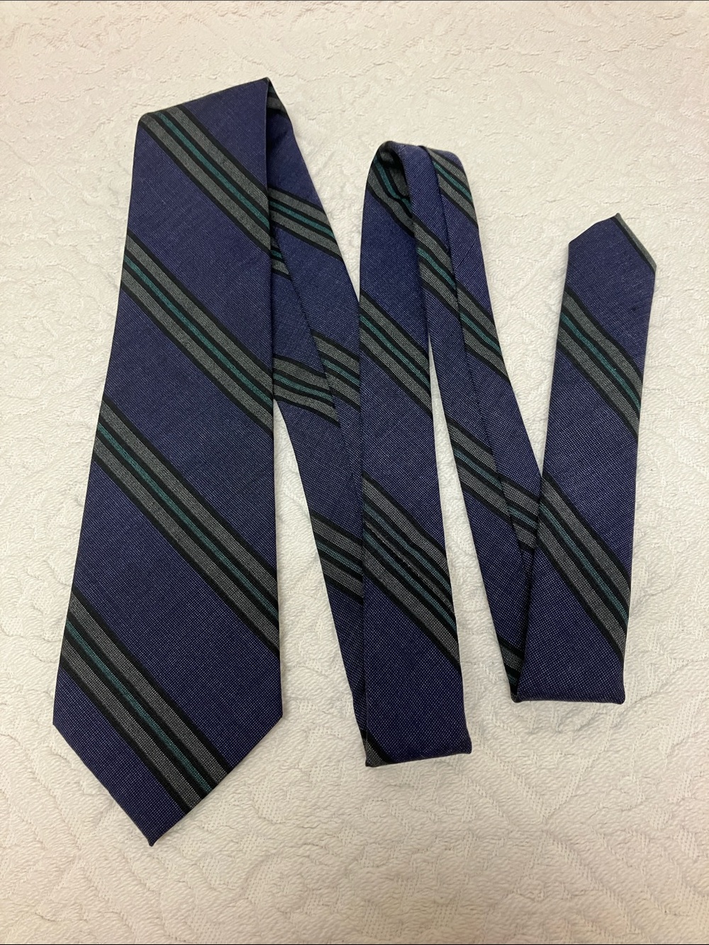 Vintage Christian Dior Monsieur wool & cashmere classic striped tie, dark purple